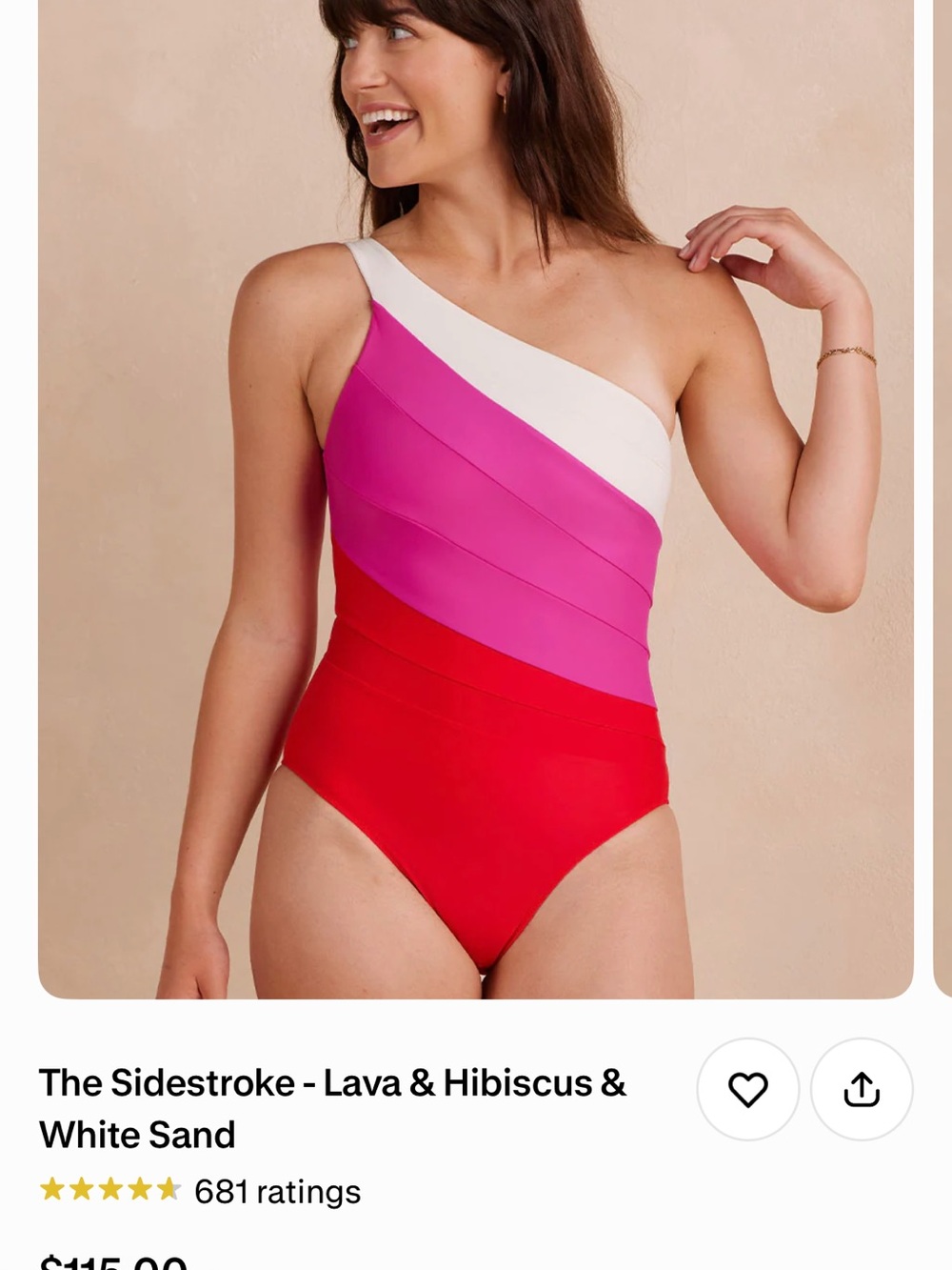 summersalt Sidestroke, NWT, One-Shoulder Colorblock One-Piece
